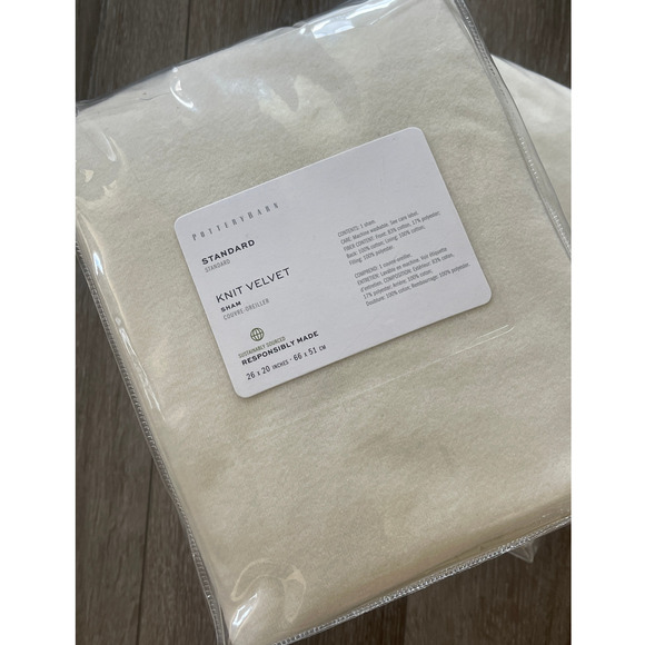 New Pottery Barn Knit Velvet Standard Shams in Ivory - Picture 1 of 4